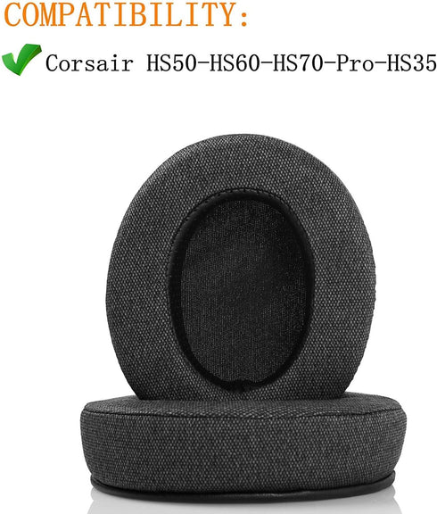 Replacement Ear Pads Cups Cushion Compatible with Corsair HS50 HS60 HS70 Pro Gaming Headset Headphones Earmuffs (Style 3)...