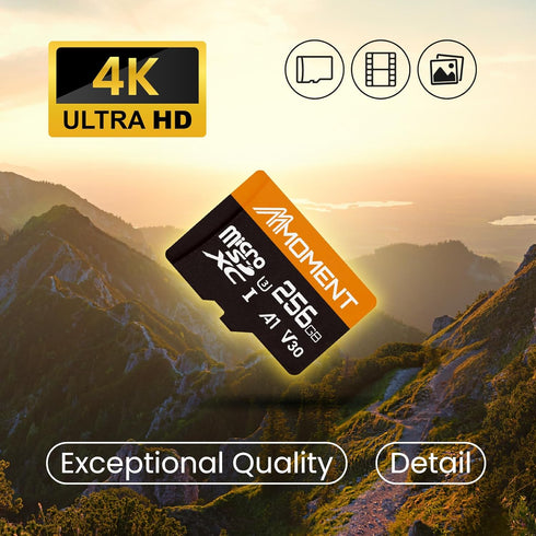 MMOMENT 256GB Micro SDXC Card, A1, UHS-I, U3, Class 10 Compatible, Read Speed Up to 95 MB/s, Write Speed Up to 70 MB/s, SD Adapter Included...