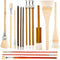 15pcs Pottery Glaze Brushes, Wood Long Handle Artist Fan Paint Ceramic Brushes Set Art Painting Tools for Acrylic Watercolor Pottery Oil Painting ...