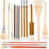 15pcs Pottery Glaze Brushes, Wood Long Handle Artist Fan Paint Ceramic Brushes Set Art Painting Tools for Acrylic Watercolor Pottery Oil Painting ...