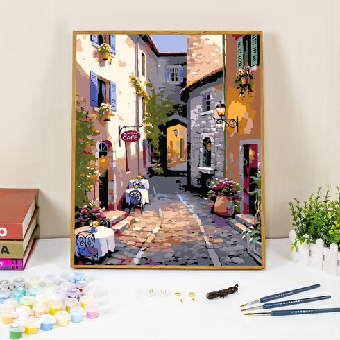 QUITEDEW Paint by Number for Adults Beginner,Street Scenery Paint by Numbers Landscape Adult Paint by Numbers Kits Suitable for Home Wall Decorati...