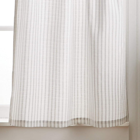 Martha Stewart Ticking Stripe 3-Piece Window Curtain Valance and Tiers Set, White Grey...