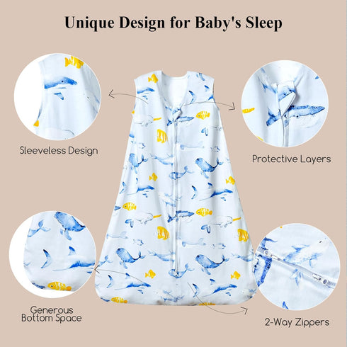 david's kids 100% Cotton Baby Sleep Sack 0-6 Months, Soft Baby Wearable Blankets with 2-Way Zipper, 2 Pack Comfy Sleeping Bags for Infant Newborn ...