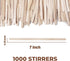 Makerstep Birch Wood Coffee Stirrers, 7 Inch Coffee Stir Sticks (1000 Pack) Eco-friendly, Sturdy Wooden Sticks. Splinter Free, Round End. Great Fo...