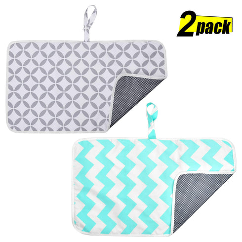 Portable Changing Pad, 2 Pack Baby Waterproof Diaper Changing Pad Reusable and Washable Newborn Travel Mat Station for Home Travel Outside...