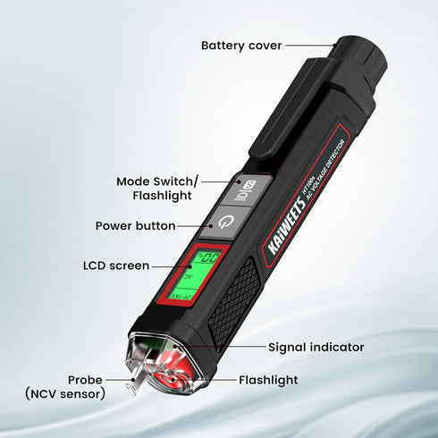 KAIWEETS Voltage Tester/Non-Contact Voltage Tester with Signal Percentage, Dual Range AC 12V/70V-1000V, Live/Null Wire Tester, Electrical Tester w...