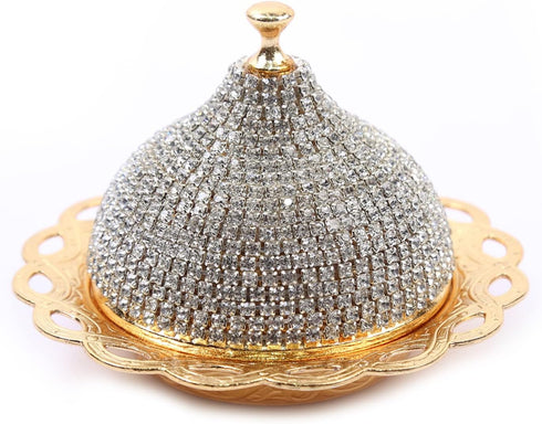 Alisveristime Coated Handmade Brass Sugar Chocolate Candy Bowl Serving Dish with Lid (Crystal) (Gold)...