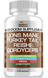 Stamiron Lions Mane Supplement Turkey Tail Mushroom Capsules with Cordyceps Extract & Reishi Mushrooms - Alt to Mushroom Gummies, Mushroom Powder,...