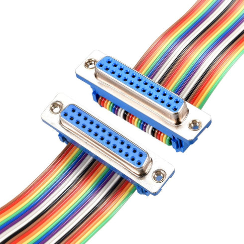 uxcell IDC Rainbow Wire Flat Ribbon Cable DB25 Female to DB25 Female Connector 2.54mm Pitch 11.8inch Length...