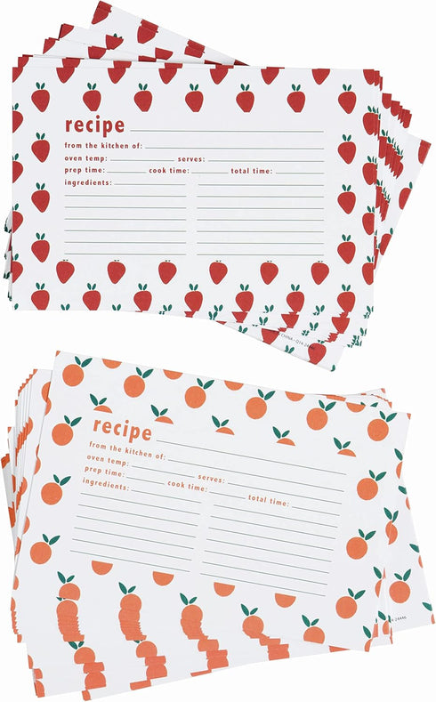 C.R. Gibson Fruit Double Sided Recipe Card Set, 4" W x 6" L, Multicolor...