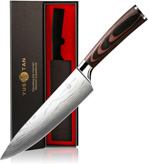 Japanese Chef Knife, Professional 8 Inch Kitchen Knife, Japanese High Carbon Stainless Steel Super Sharp Cooking Knives and Ergonomic Solid Wood H...