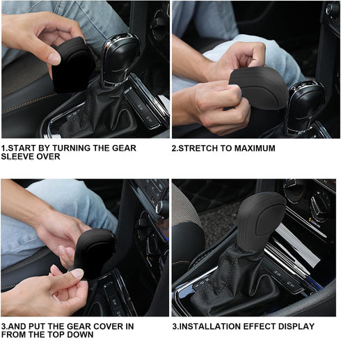 2 PCS Auto Shift Cover, Environmentally Friendly Silicone Open Anti-Slip Automatic Knob Gear Lever Protective Cover, Car Decorative Accessories, C...