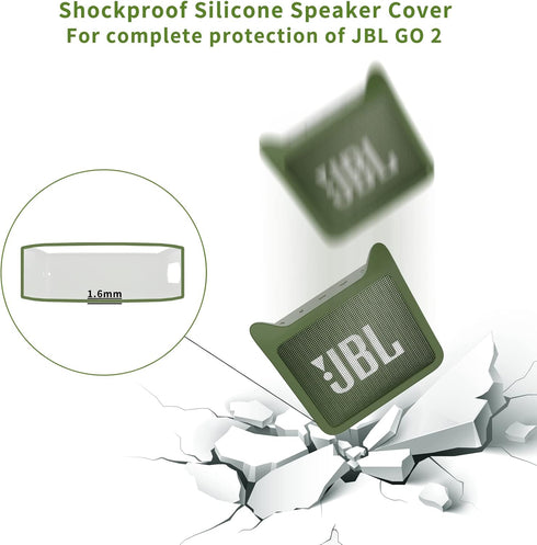 Pair of Protective Silicone Cover for JBL GO2 Case, Cute Shockproof Travel Carrying Case for JBL GO 2 Speaker Cover Sleeve with Adjustable Wrist S...