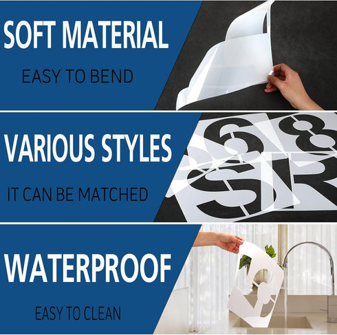 36 Pcs Large Alphabet Letter Stencils and Number Stencils,Reusable Letter Stencils for Painting on Wood Wall Fabric Rock Chalkboard Glass (12 Inch...