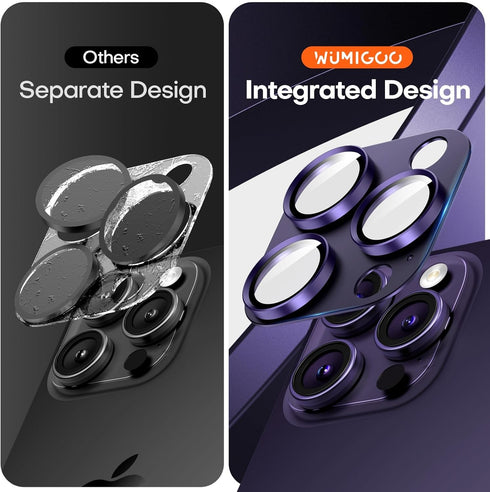 2 Pack Camera Lens Protector for iPhone 15 Pro Max/iPhone 15 Pro/iPhone 14 Pro Max/iPhone 14 Pro, Aluminum Alloy Sapphire Glass Camera Cover Scree...