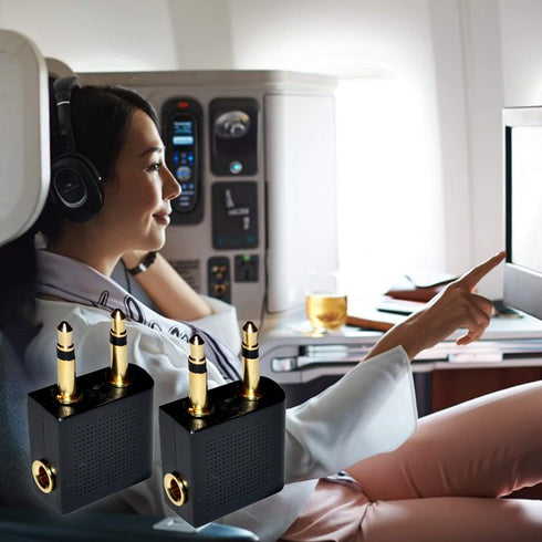 Gold Plated Airplane Flight Headphone Adapters (Pack of 2) | Allows you to use your Earphones with all In-Flight Media Systems | This Enables Grea...