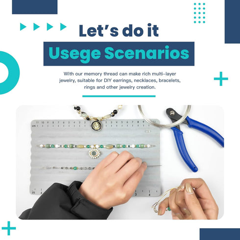 hobbyworker The 0.6mm Memory Wire Jewelry Beading Wire with Bead Board for Jewelry Crafts Making Supplies Necklace Bracelet Earring DIY?Silver,Gol...