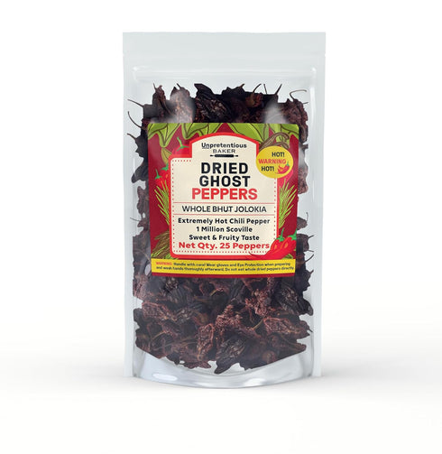 Unpretentious Dried Ghost Peppers, 25 count, Extremely Hot Bhut Jolokia Chile Peppers...