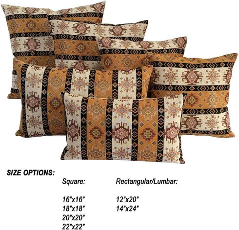 22 x 22 Inches Large Throw Pillow Covers Mustard Yellow and Cream Kilim Pattern - Decorative Diwan Pillows, Boho Room Decor for Couch, Bohemian Ou...