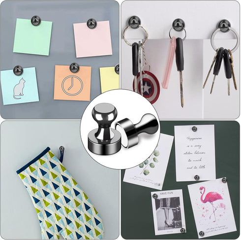 LOVIMAG 40Pcs Refrigerator Magnets Black Fridge Magnets, Metal Magnets for Whiteboard Strong Push Pin Magnets, Small Fridge Magnets Adult for Lock...