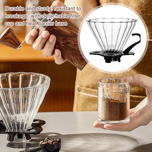 V60 02 Cone Glass Coffee Dripper, 1-4 Cups, Pour Over Coffee Maker, Reusable Coffee Filter Cup, Slow Brewing Accessories for Home, Cafe, Party...
