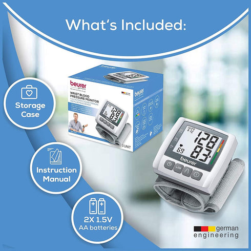 Beurer Wrist Blood Pressure Machine with Adjustable Blood Pressure Cuff - Automatic & Digital Wrist Blood Pressure Monitor, 2x60 Memory Reading, X...