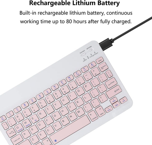 Ultra-Slim Rechargeable Bluetooth Keyboard Portable Compact Wireless Keyboard for Android Windows Samsung Galaxy Tab Tablet Smartphone Cell Phone ...