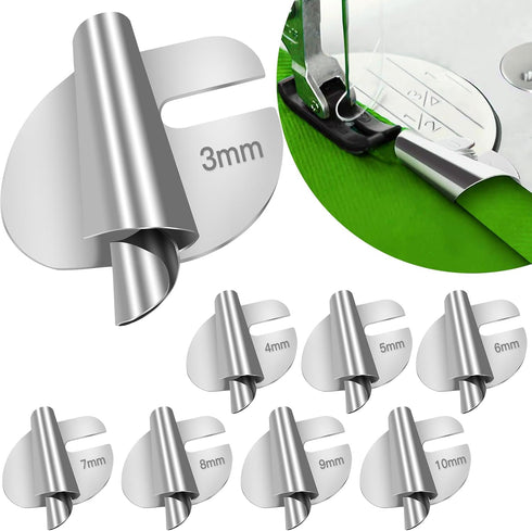TOOVREN 8pcs Rolled Hem Presser Foot, Sewing Rolled Hemmer Foot, 3mm-10mm 8 Sizes Wide Rolled Hem Foot Set, Seam Guide, Universal Presser Foot for...