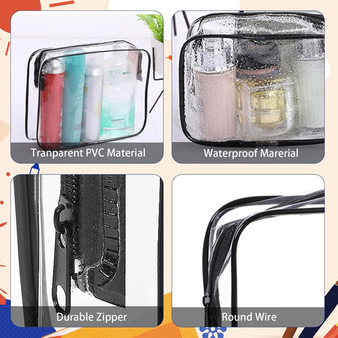 16 Pieces Clear Makeup Bags Bulk, TSA Approved Toiletry Bag for Travel, PVC Waterproof Travel Small Pouches Clear Pouch with Zipper for Men and Wo...