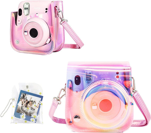 CAIYOULE Protective Case for Fujifilm Instax Mini 12/11/9/8 Camera Waterproof PVC Bag with Adjustable Shoulder Strap and Mini Photo Storage Pocket...