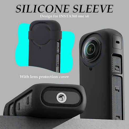 Silicone Protective Case for Insta360 ONE X4, Camera Lens Protector Cover with Insta 360 X4 Silicone Non-Slip Desktop Mount Stand Base Case Access...