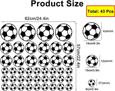 43 Pcs Soccer Stickers, Kids Soccer Ball Stickers Decals for Kids Room, Football Wall Decal Sticker Vinyl Art DIY Sticker for Boys Bedroom Playroo...