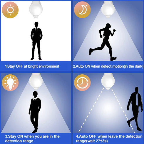 CICINY Motion Sensor Light Bulbs- 9W(60-Watt Equivalent), E26 5000K Daylight A19 800LM Outdoor/Indoor, Dusk to Dawn Security Light Bulbs for Entra...