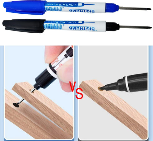 8pcs Waterproof Deep Reach Markers, Long Nose Marker in 2mm Felt Tip, 30mm Reach Permanent Markers and Marker Pens, Deep Hole Marker Carpenter Ink...