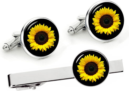Cufflinks, Sunflower Cuff Links Sun Flower Wedding Mens Cufflinks Jewerly Gift For Men...