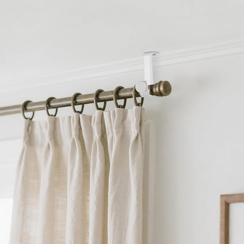 4 Pack Ceiling Curtain Rod Bracket Heavy Duty Single Curtain Rod Holders for 1 Inch Drapery Holder for Living Room Bedroom White...