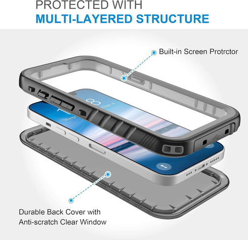 SPORTLINK for iPhone 13 Pro Waterproof Case - Full Body Shockproof Dustproof Phone Screen Protector Rugged Waterproof Case for iPhone 13 Pro 6.1 I...