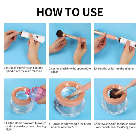 Senbowe Upgraded Makeup Brush Cleaner and Dryer Machine, Electric Cosmetic Automatic Brush Spinner with 8 Size Rubber Collars, Wash and Dry in Sec...