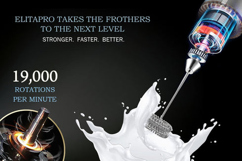 ELITAPRO ULTRA-HIGH SPEED Milk Frother - Double Whisk Handheld Foam Maker - 2-in-1 Drink Mixer - Detachable Egg Beater -Frother Wand for Matcha, C...