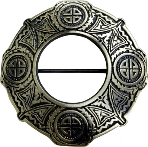 AAR Celtic Knot Antique Finish Fly Plaid Piper Brooch for 3" Diameter Kilt...