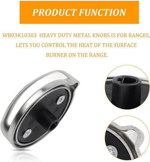 AMI PARTS WB03K10303 Upgraded Surface Burner Control Knob Compatible with P4980246, EAP3486484, PGB908SEM3SS,J2B918SEL2SS,PGB928SEM1SS