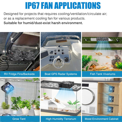GDSTIME 120mm x 38mm 12V DC Waterproof IP67 Fan High CFM Dual Ball Bearing 2Pin for DIY Cooling Ventilation Exhaust Projects...