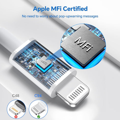 for iPhone Fast Charger?MFi Certified? 3 Pack 20W PD USB C Wall Charger Adapter with 6FT USB C to ightning Cord Fast Charging Cable Compatible wit...