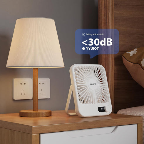 Desk Fan Battery Operated, USB Rechargeable Fan, 2400mAh 180° Quiet Personal Fan With Power Display, 100 Speeds Adjustable Table Fan for Desktop, ...
