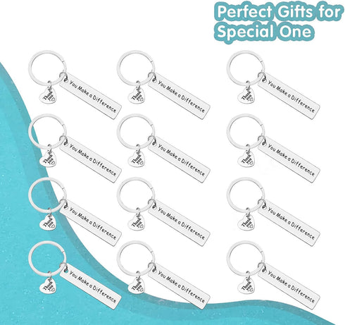 Xiahuyu 12 Pcs Thank You Gifts for Women Men Appreciation Keychain You Make A Difference Keychain Gifts for Teacher Mentor Nurse Appreciation Gift...