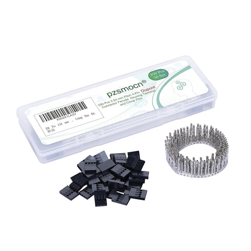 50 Sets Dupont 2.54 mm Pitch 4-Pin Female Adapter Cable Connector Accessories. 250 Pieces 2.54 mm Pitch Dupont 4-Pin Adapter Connector Female Hous...
