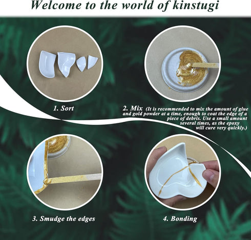Kintsugi Repair Kit Gold, Japanese Kintsugi Kit to Improve Your Ceramic, Repair Your Meaningful Pottery with Gold Powder Glue, Perfect for Beginne...