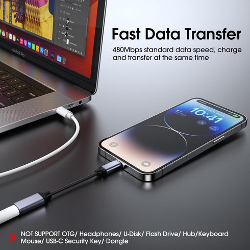 TechMatte USB C to Lightning Cable Adapter, 4 inch 27W PD Fast Charging Compatible with iPhone/iPad/iPod/AirPods, 1 Pack...