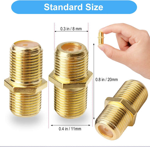 Coaxial Cable Connector F-Type RG6 Cable Extension Adapter (Pack of 20)...