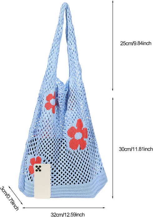 Ovida Crochet Tote Bag Mesh Beach Bag Fairycore Hobo Bag Fairy Grunge Aesthetic Shoulder Bag Y2k Purse for Women Girls...